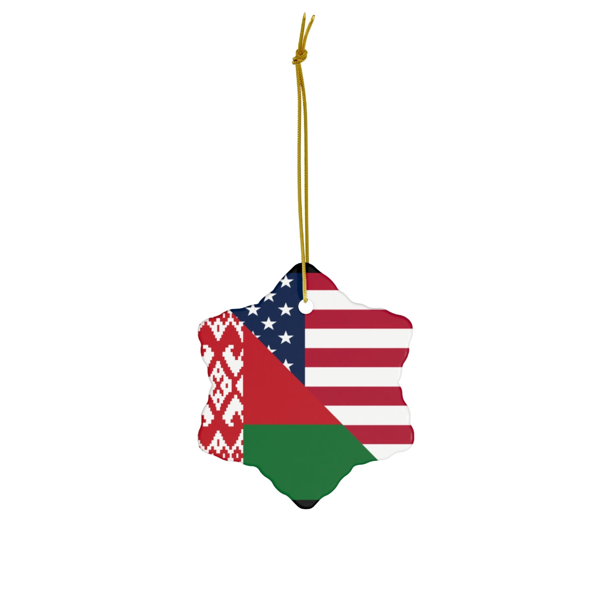 Belarus American Flag Ceramic Ornaments | Belarusian USA Christmas Tree