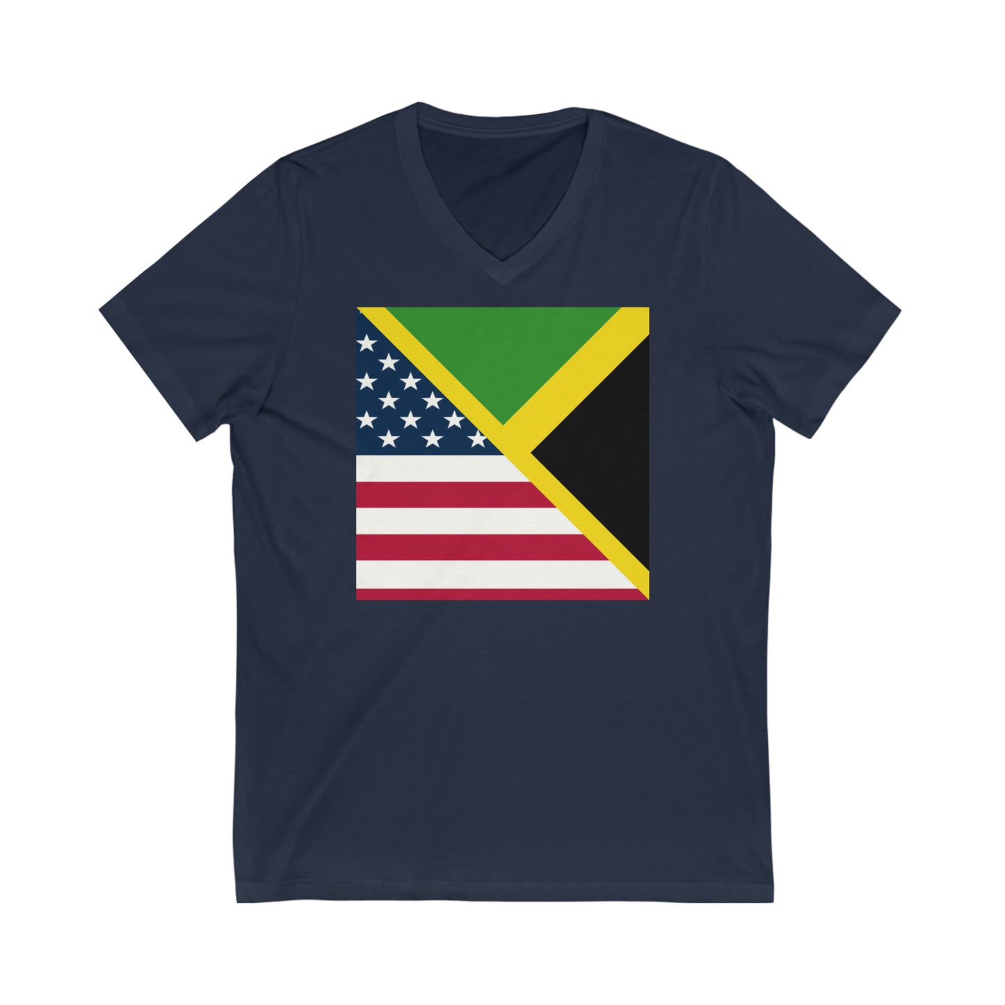 Jamaican American Flag | Jamaica United States V-Neck T-Shirt | Unisex Vee Shirt