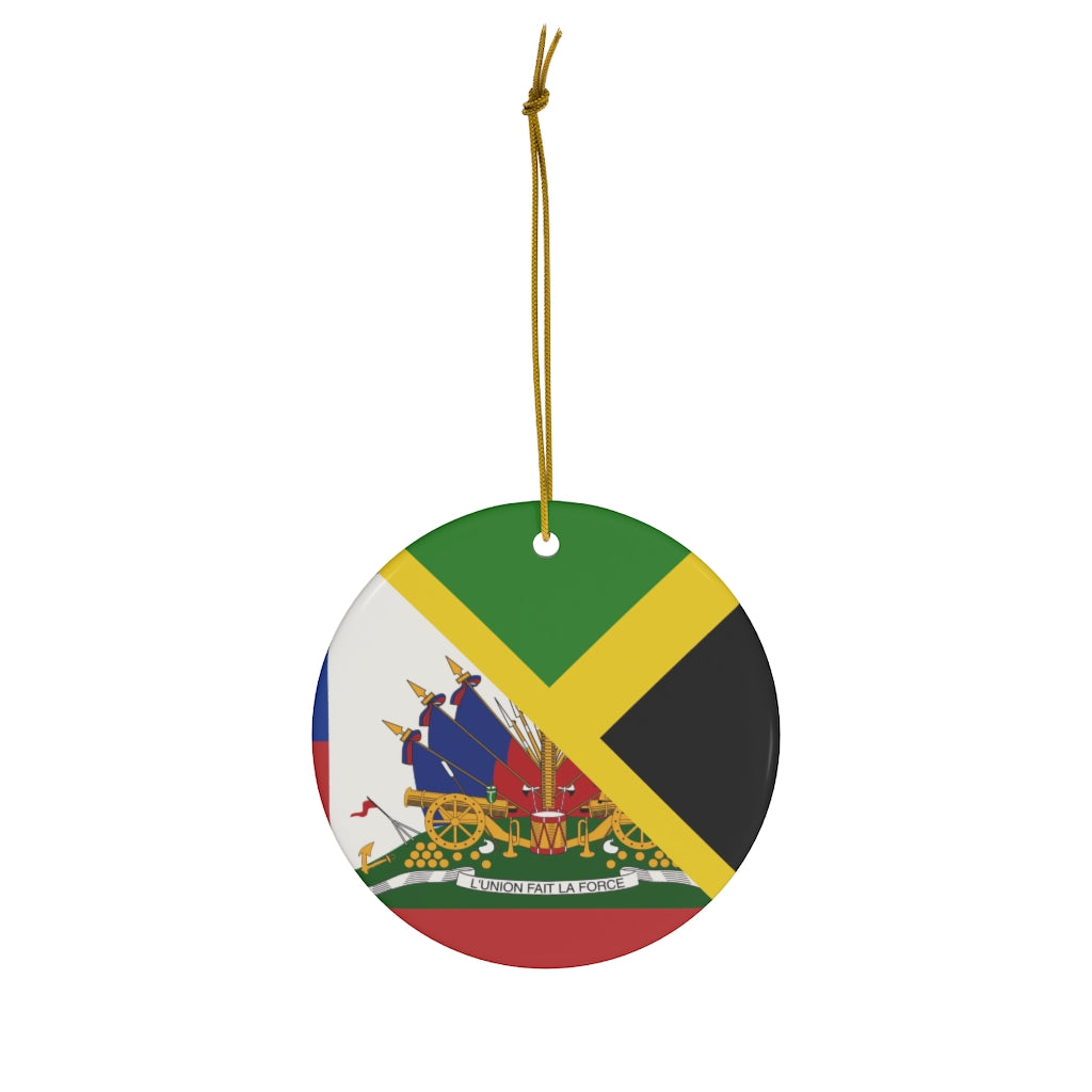 Haitian Jamaican Flag Ceramic Ornaments | Jamaica Haiti Christmas Tree