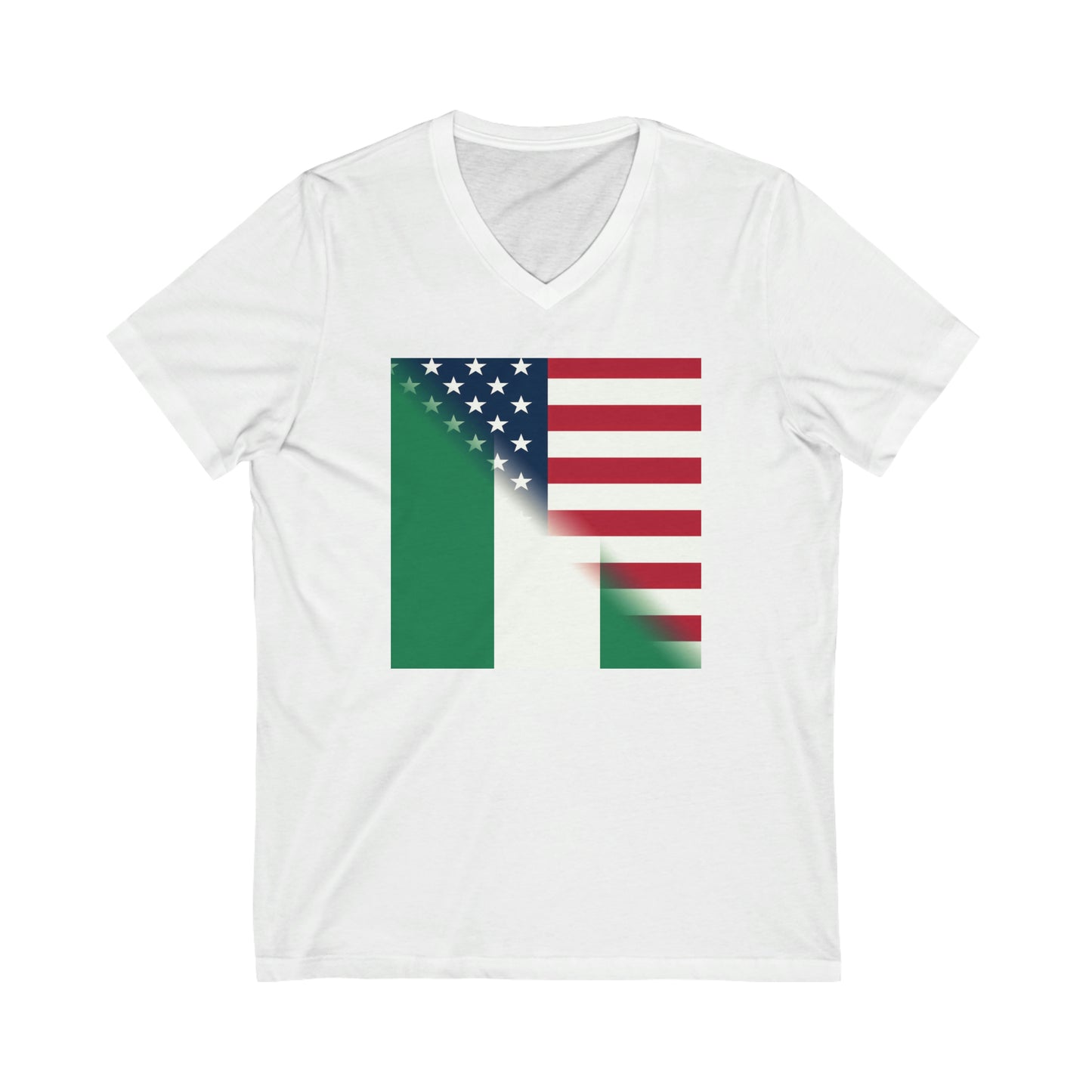 Nigerian American Flag Half Naija USA African V-Neck T-Shirt | Unisex Vee Shirt