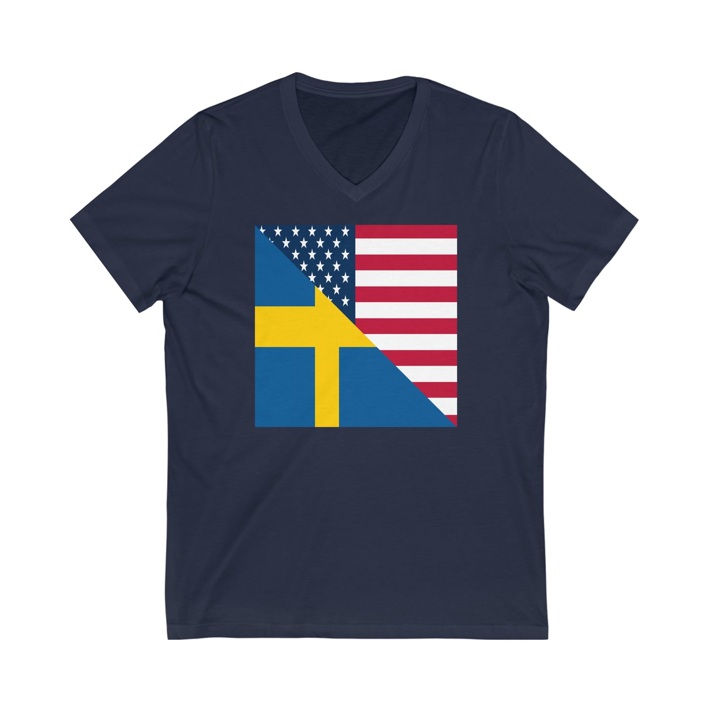 Swedish American Flag Sweden USA V-Neck T-Shirt | Unisex Vee Shirt