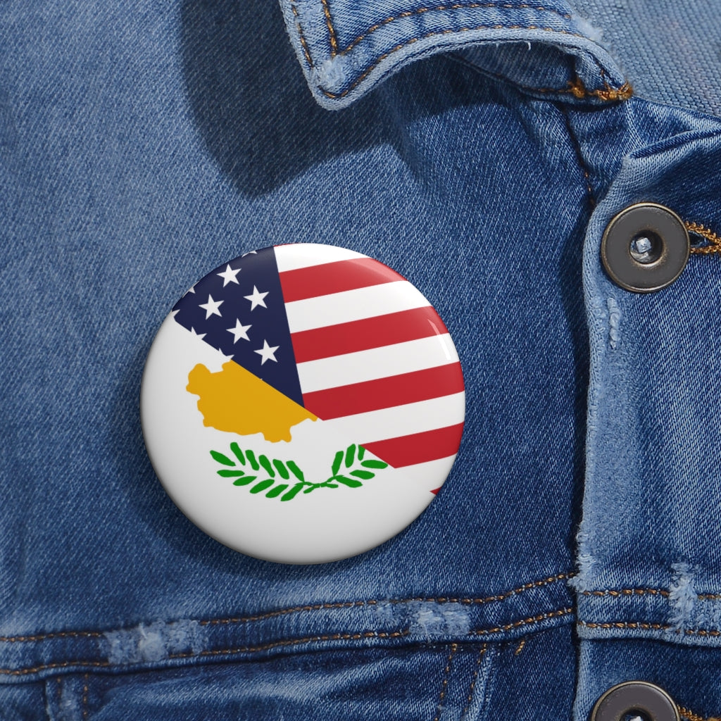 Cyprus American Flag Pin Button | Half Cypriot USA