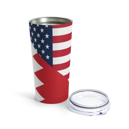 Bahrain American Flag Half Bahraini USA Tumbler 20oz Beverage Container