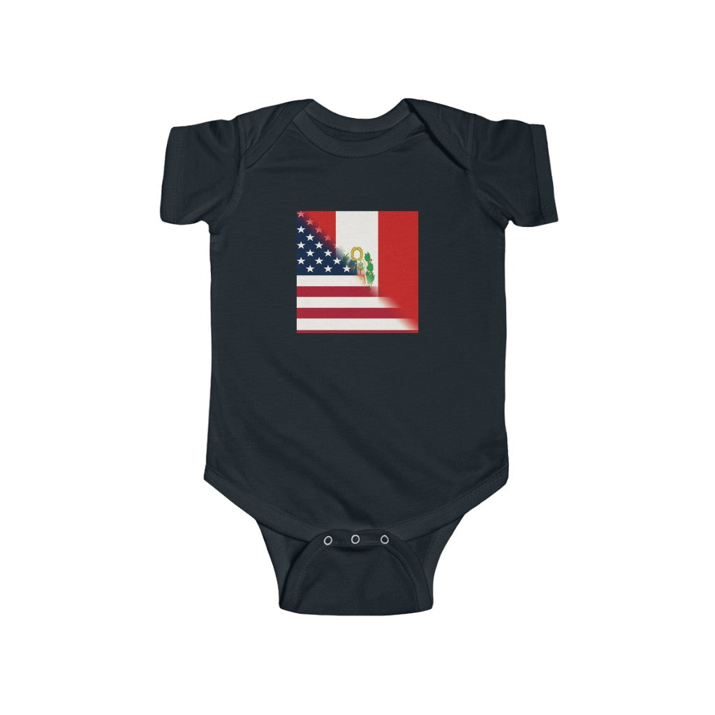 Half Peru - America Flag Baby Bodysuit | USA Peruvian Clothes