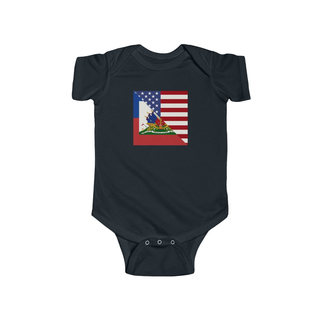 Haitian-American Flag Baby Bodysuit | Haiti USA Baby Girl Boy