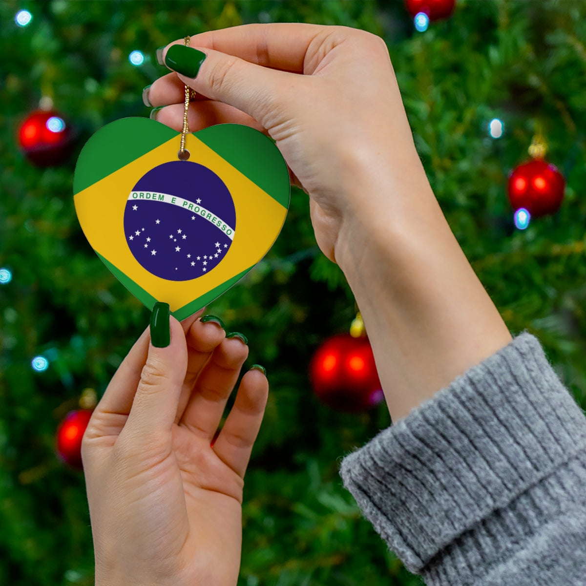 Brazil Flag Ceramic Ornaments | Brazilian Brasil Christmas Tree