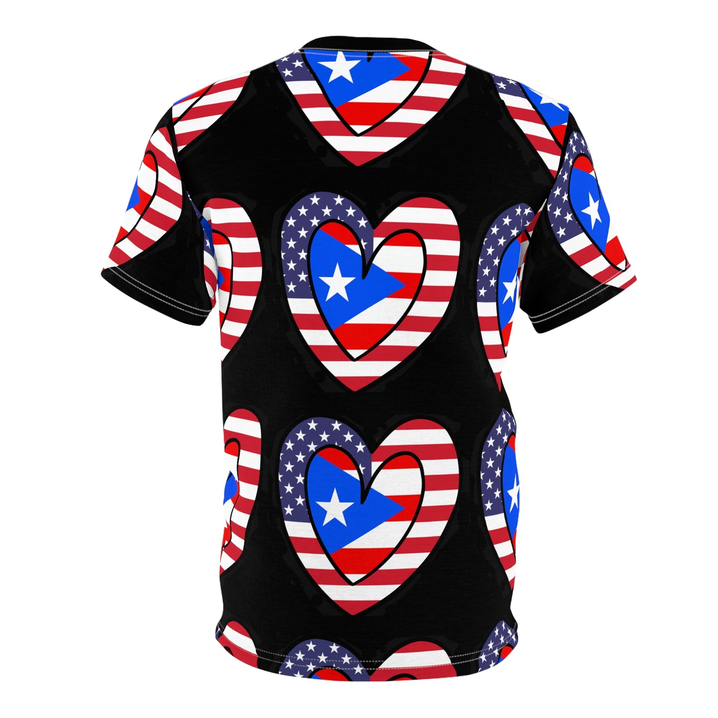 Puerto Rican American Heart Unisex AOP Cut & Sew Tee | PR USA