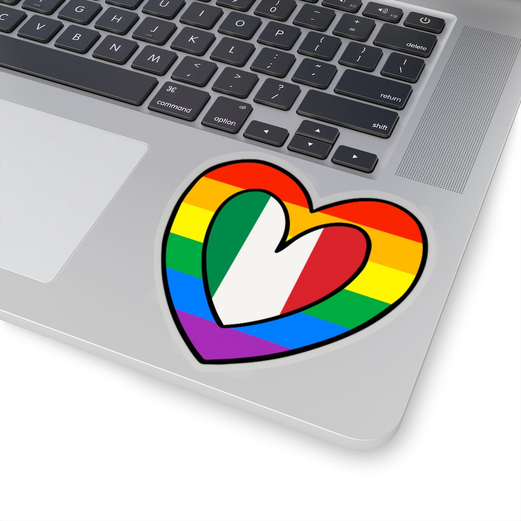 Italian Pride Rainbow Flag Heart Sticker | Italy Pride Month Accessory