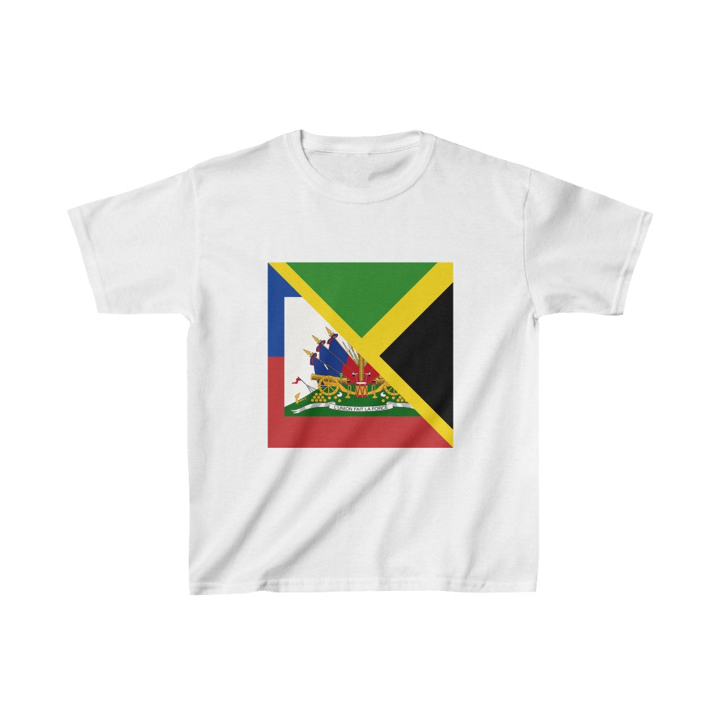 Kids Haitian Jamaican Flag | Half Jamaica Haiti T-Shirt | Unisex Tee Shirt