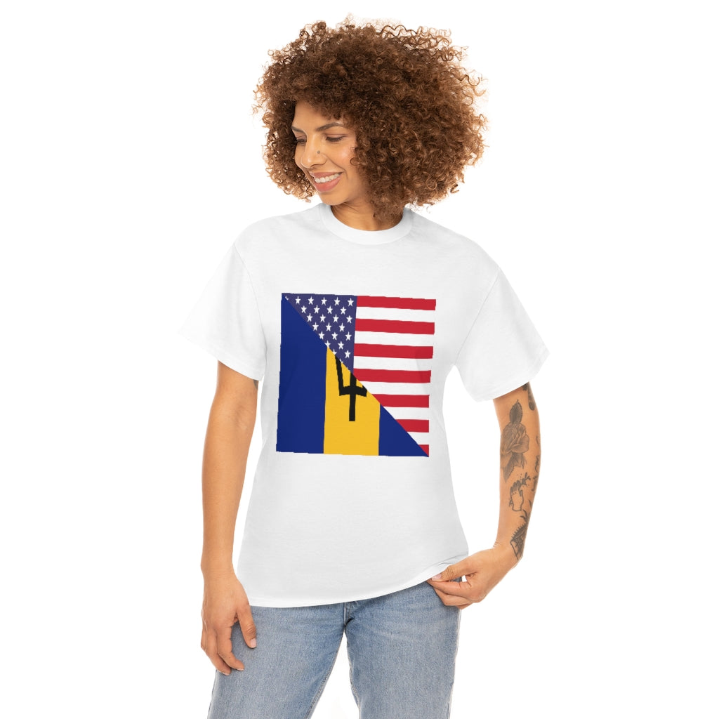 Bajan American Flag Tee Shirt | Barbados USA Tshirt