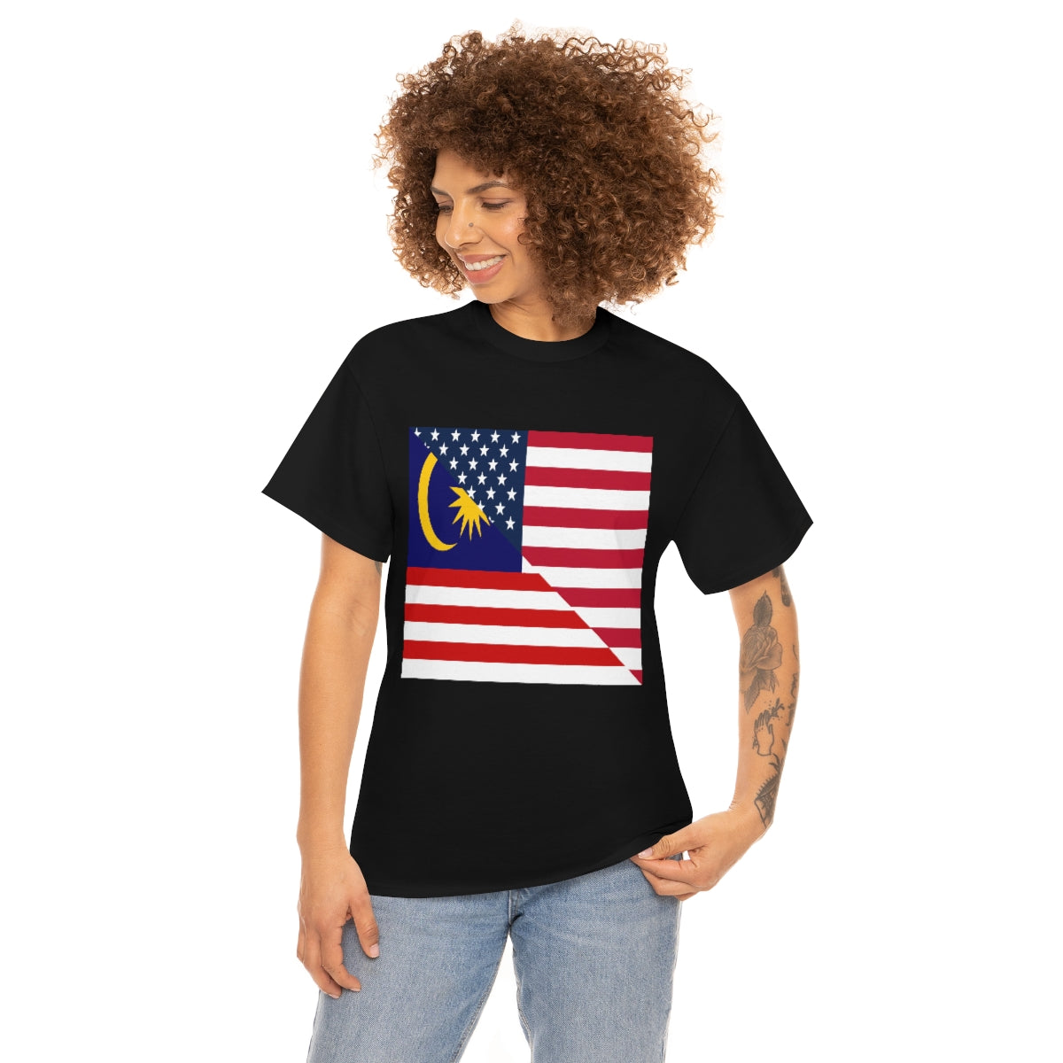 Malaysia American Flag Half Malaysian USA  T-Shirt | Unisex Tee Shirt