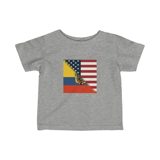 Infant Ecuadorian American Flag | Half Ecuador USA  Toddler Tee Shirt