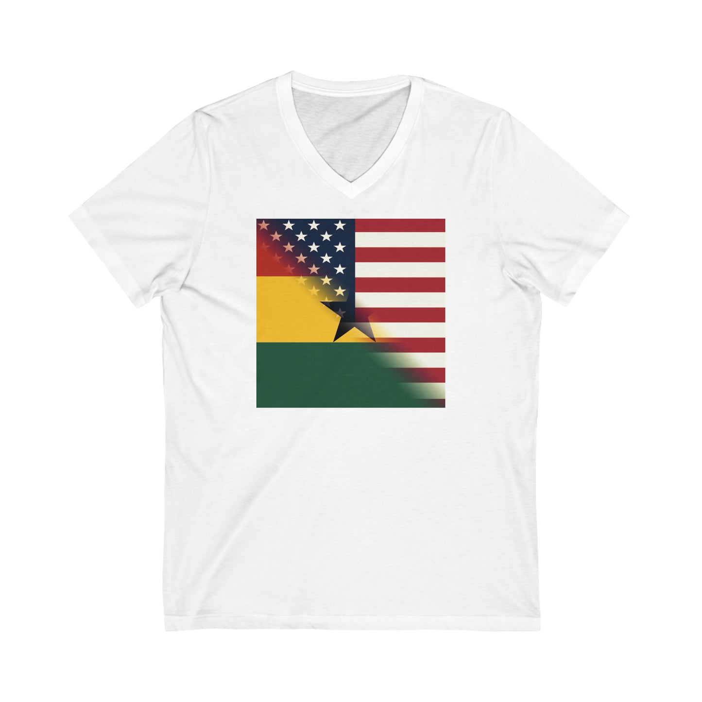 Ghana America Flag | Half Ghanaian V-Neck T-Shirt | Unisex Vee Shirt