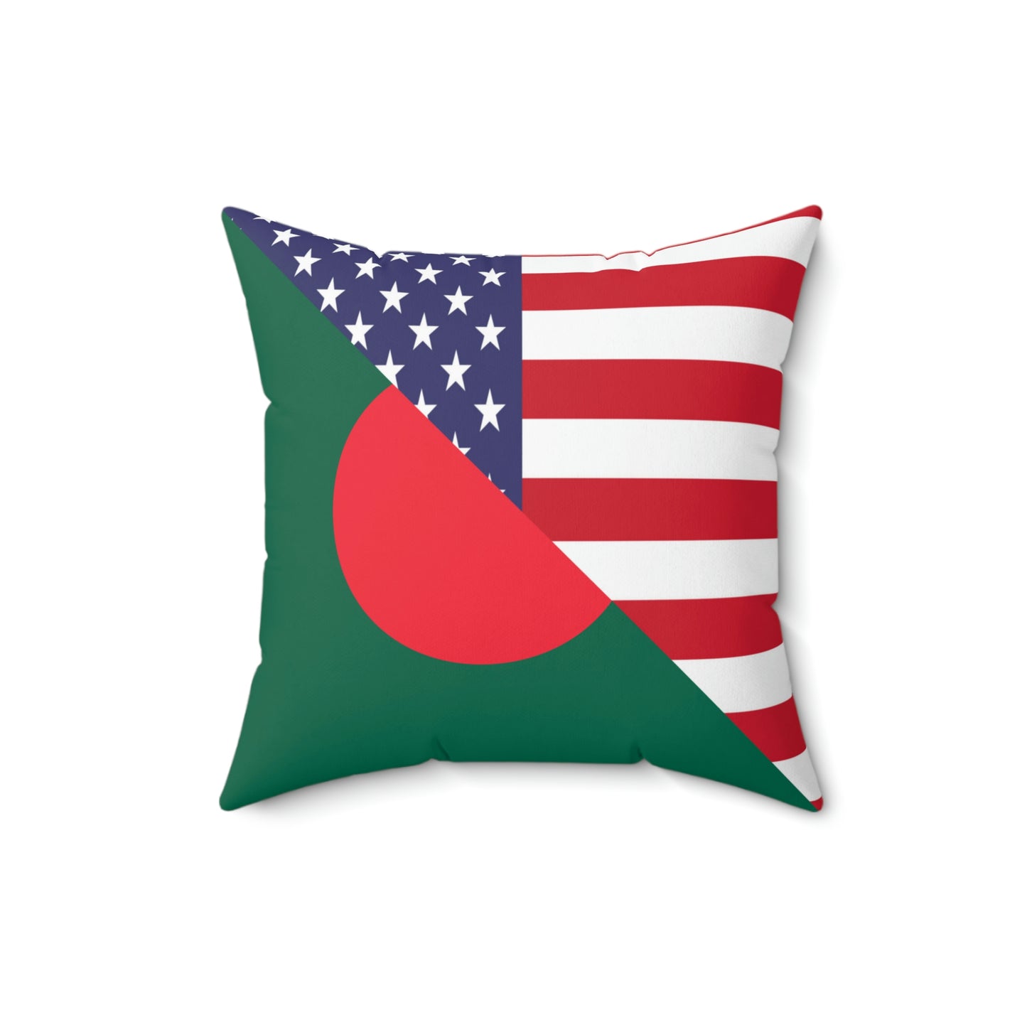 Bangladesh American Flag Half USA Spun Polyester Square Pillow