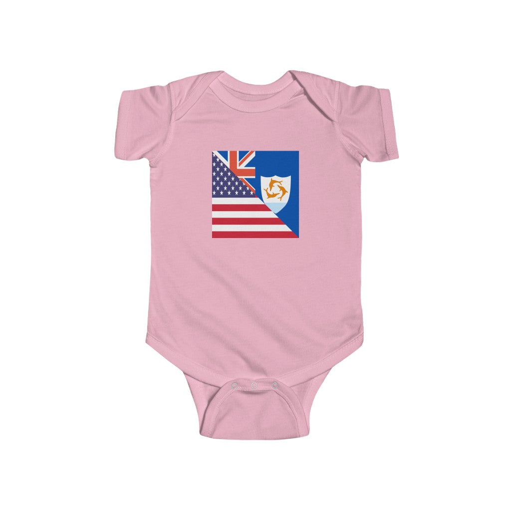 Anguilla American Flag Baby Bodysuit | Anguillan USA Newborn