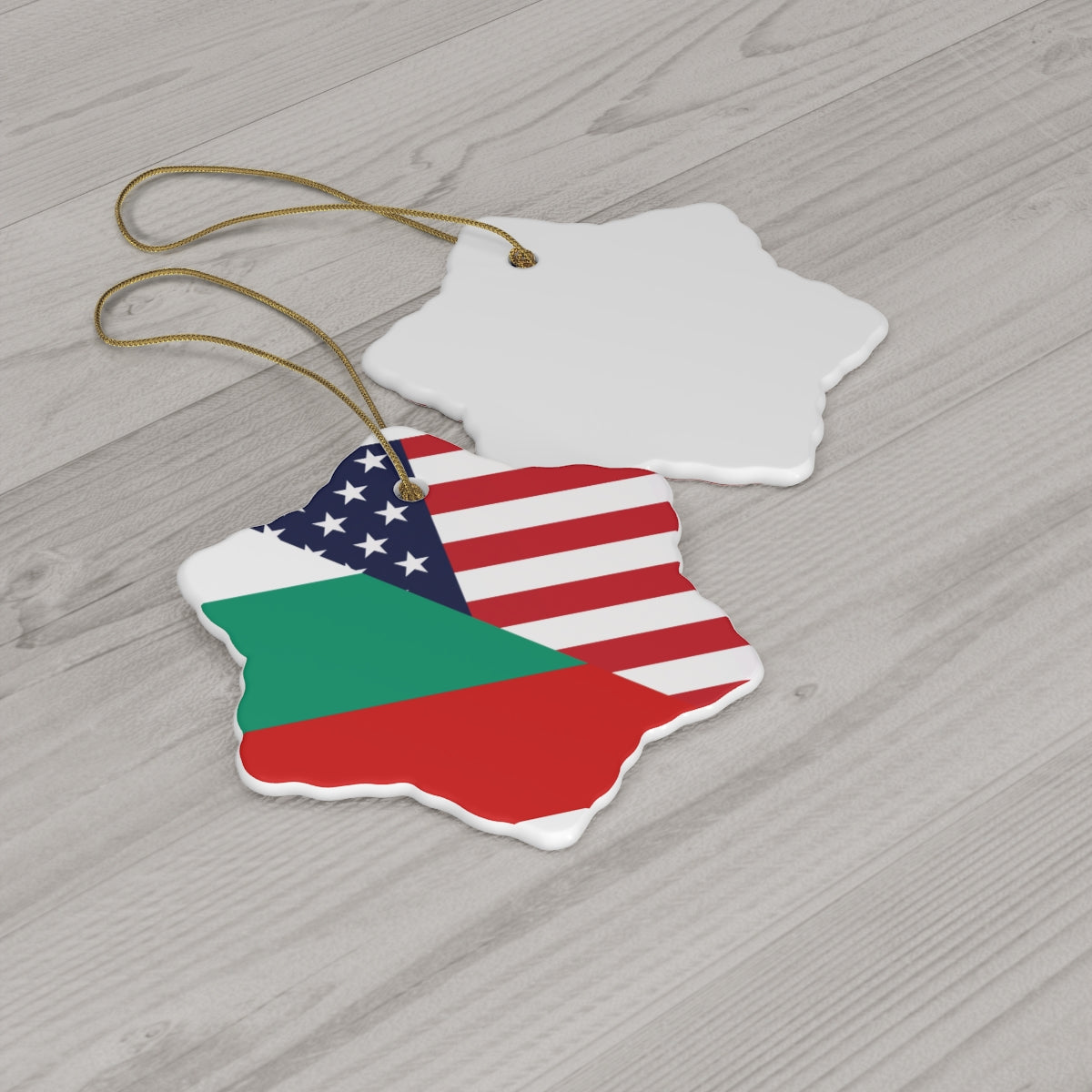 Bulgaria American Flag Ceramic Ornaments | Bulgarian USA Holiday Christmas Tree