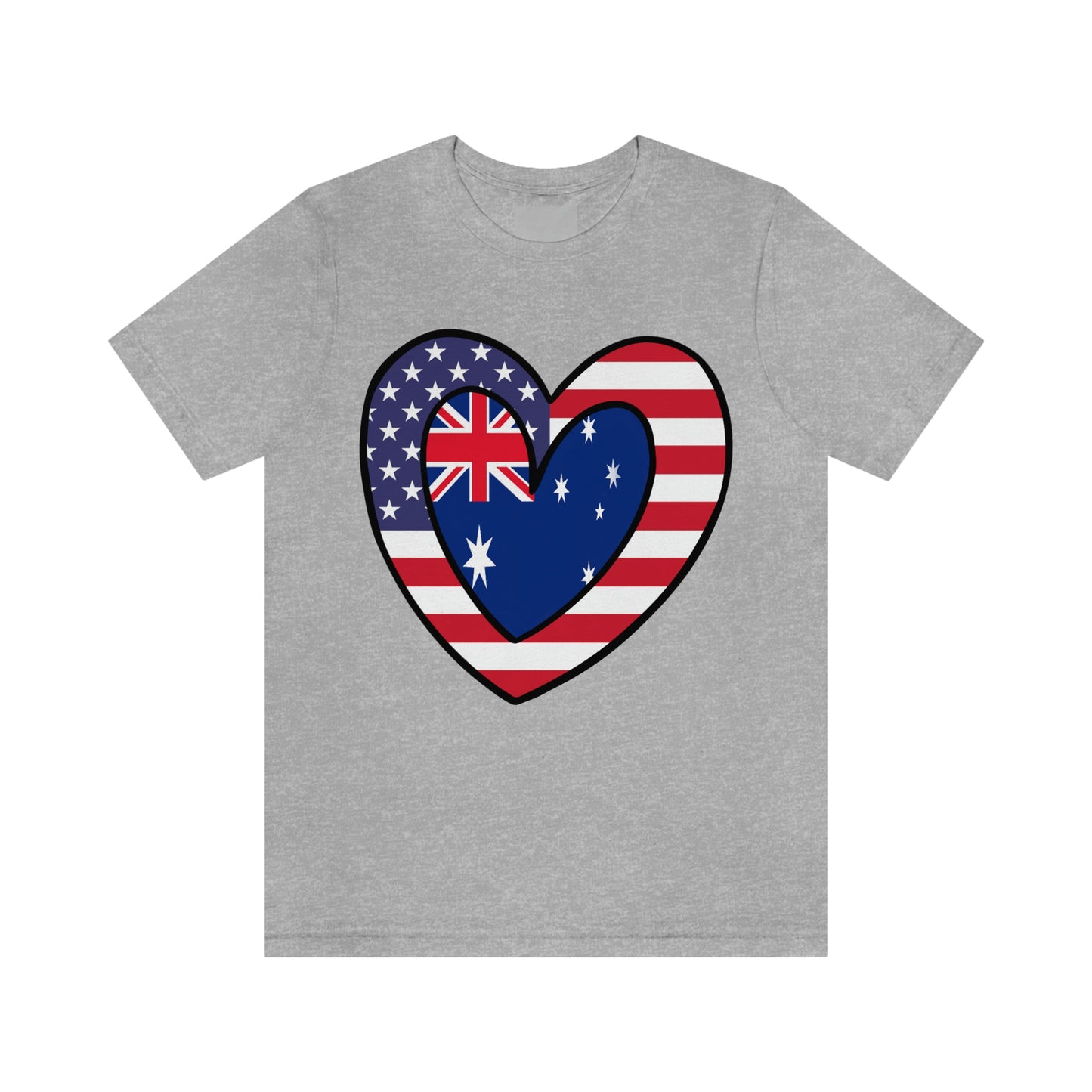 Australian American Heart Valentines Day Gift Tee Shirt | Half Australia USA Flag T-Shirt