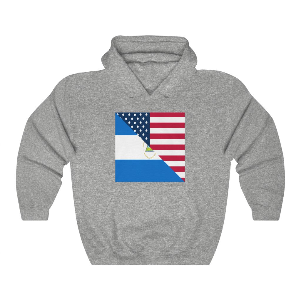 Nicaraguan American Flag Hoodie  | Unisex Half Nicaragua USA Pullover