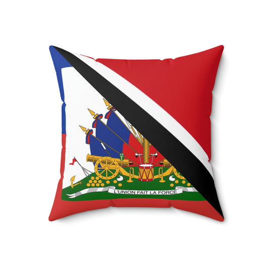 Haitian Trinidad and Tobago Flag Haitian Trini Spun Polyester Square Pillow