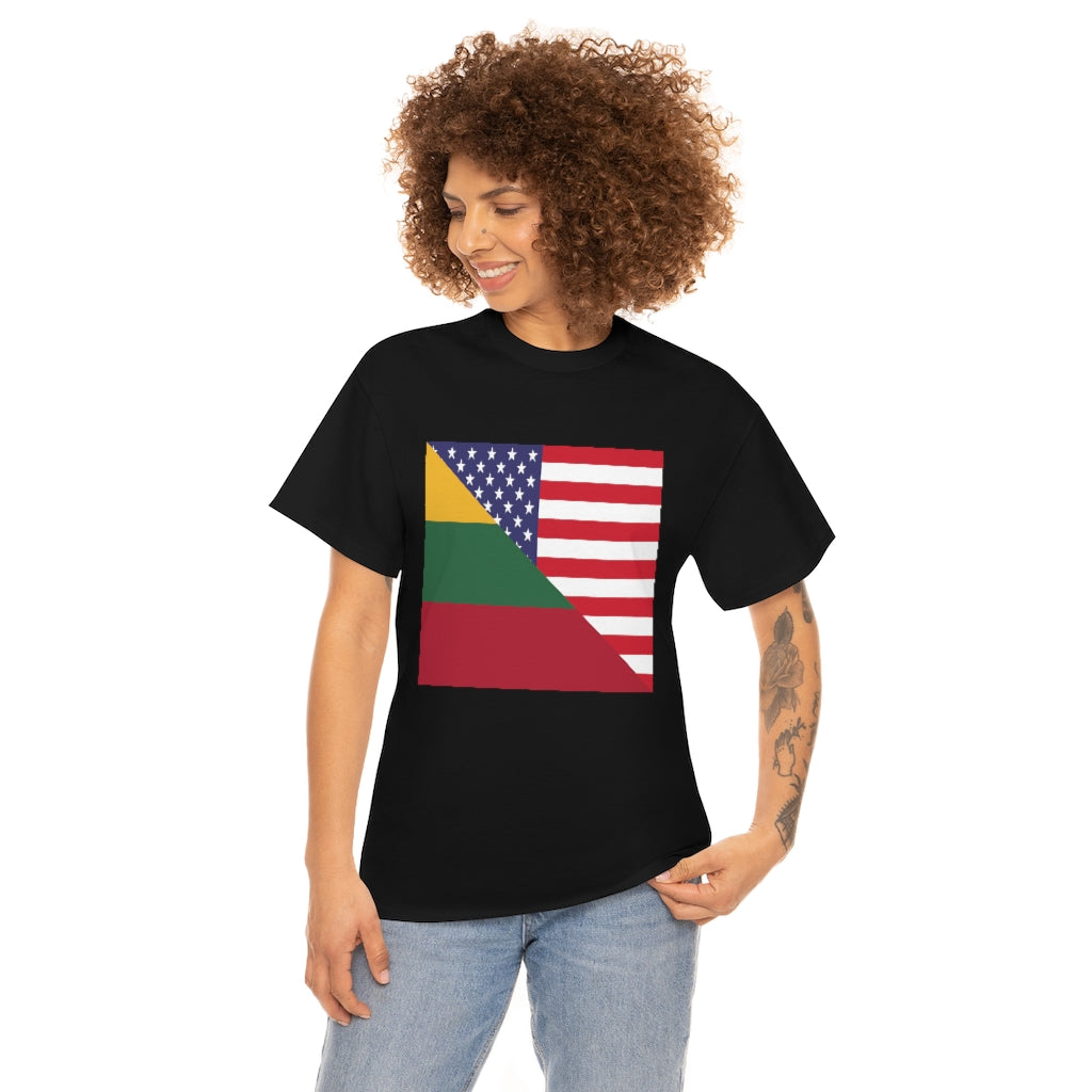 Lithuanian American Flag Unisex Tee Shirt | Lithuania Tshirt