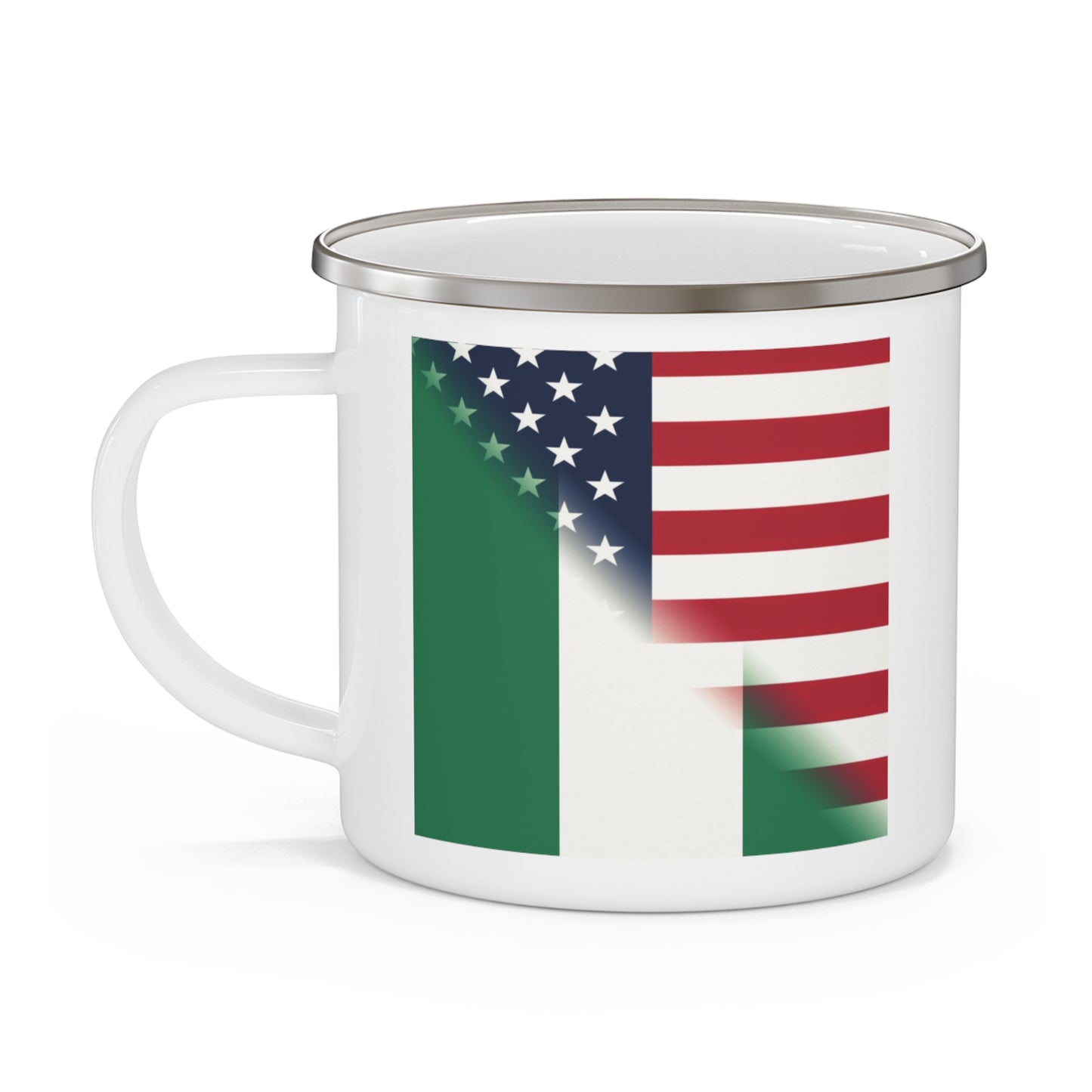 Nigerian American Flag Half Naija USA African 12oz Enamel Mug