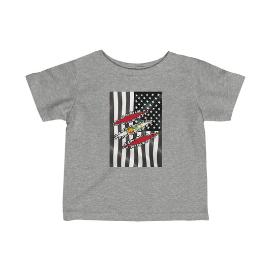 Infant Peruvian Flag Slash| Peruvian Underneathe Toddler Tee Shirt