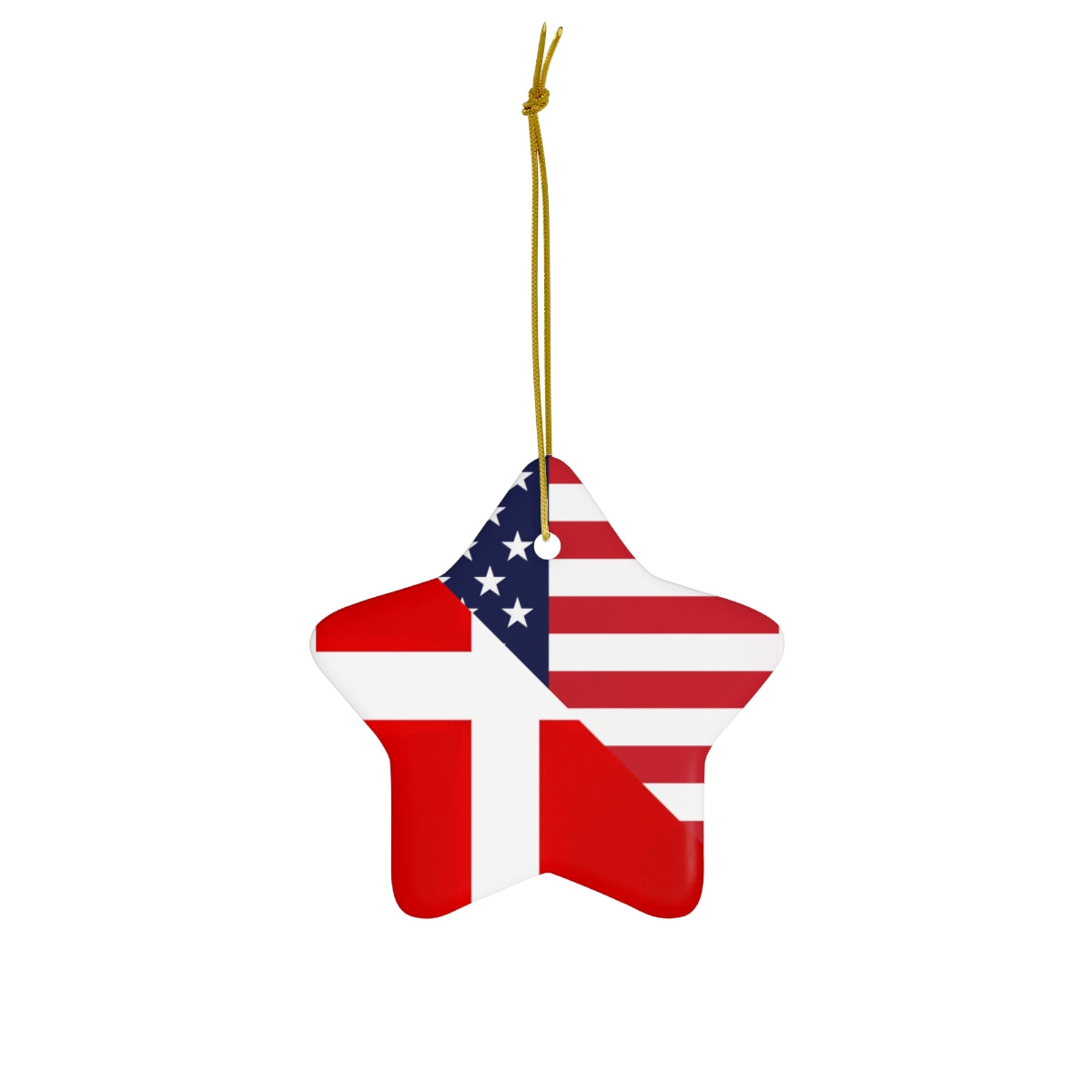 Danish American Flag Ceramic Ornaments | Denmark USA Holiday Christmas Tree