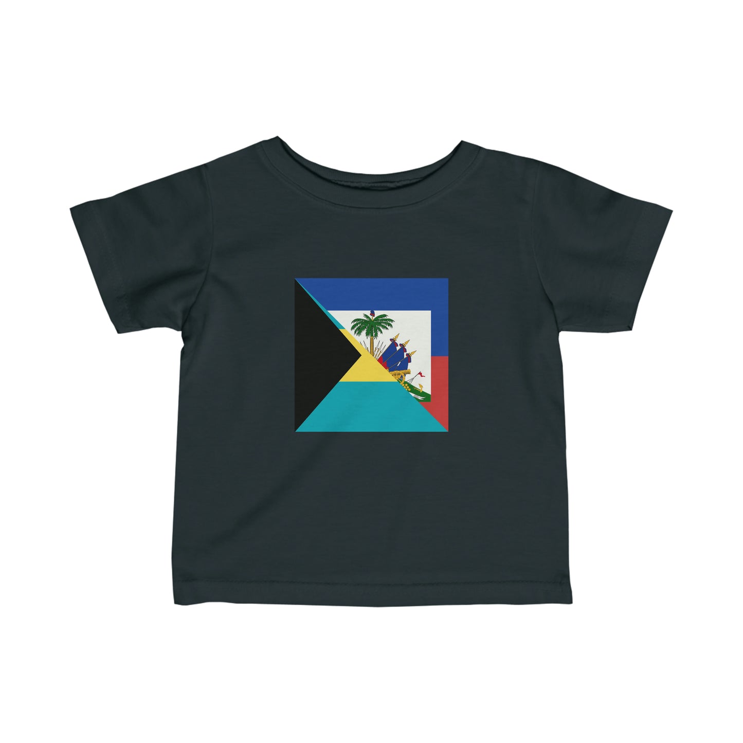 Infant Haiti Bahamas Flag | Half Haitian Bahamian Flag Toddler Tee Shirt