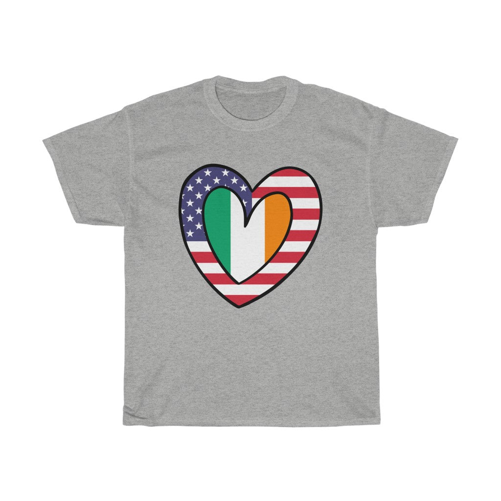 American Irish Flag Inner Heart Tee | Unisex Ireland USA Shirt