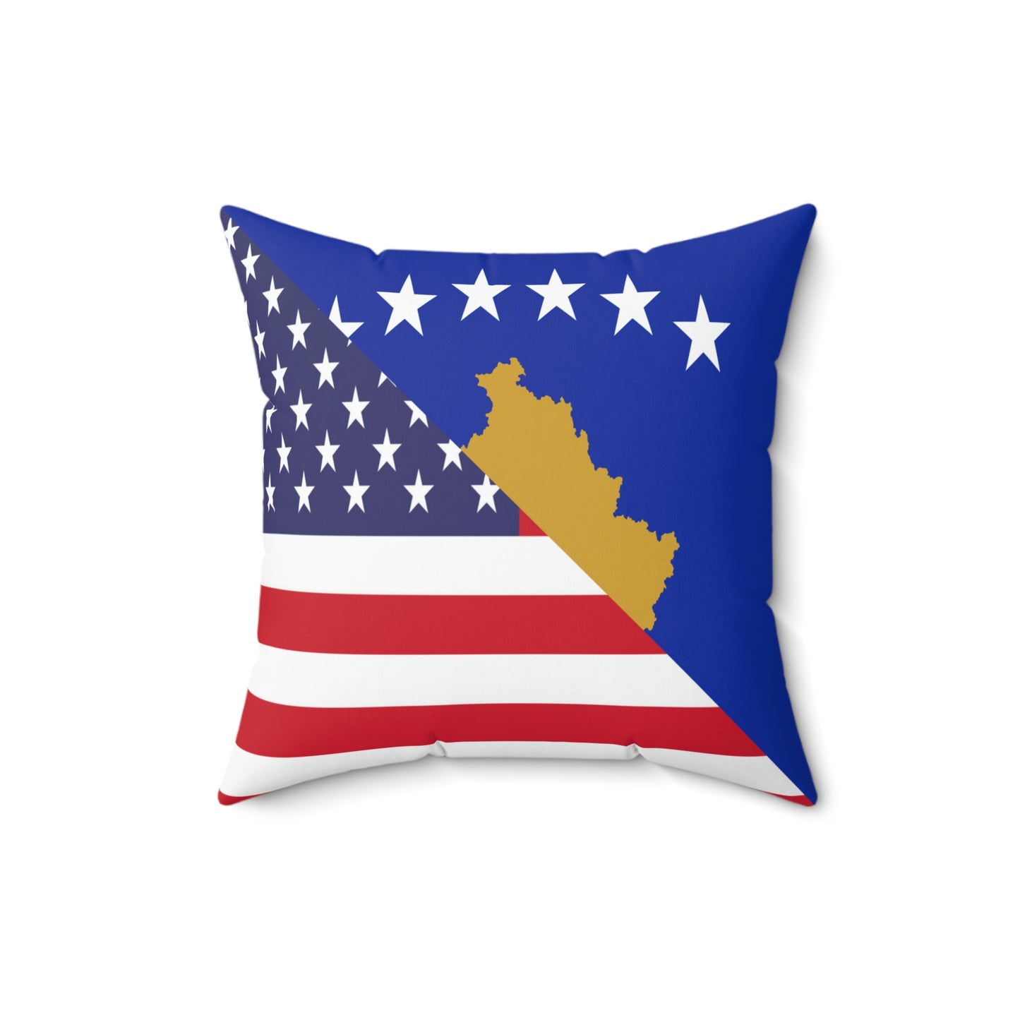 Kosovo American Flag Kosovar Spun Polyester Square Pillow