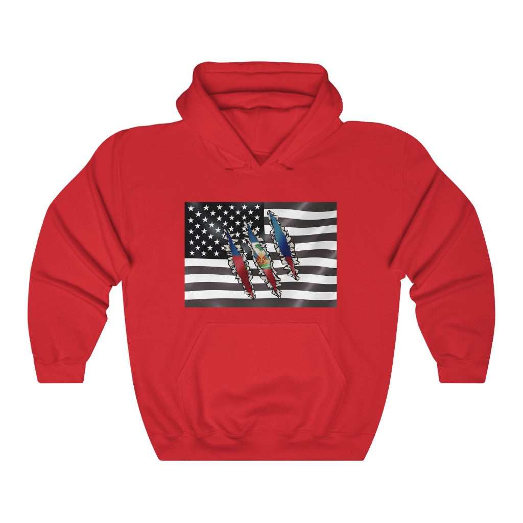 Haitian-American Flag Hoodie | Haiti US Ayiti Men Women Pullover