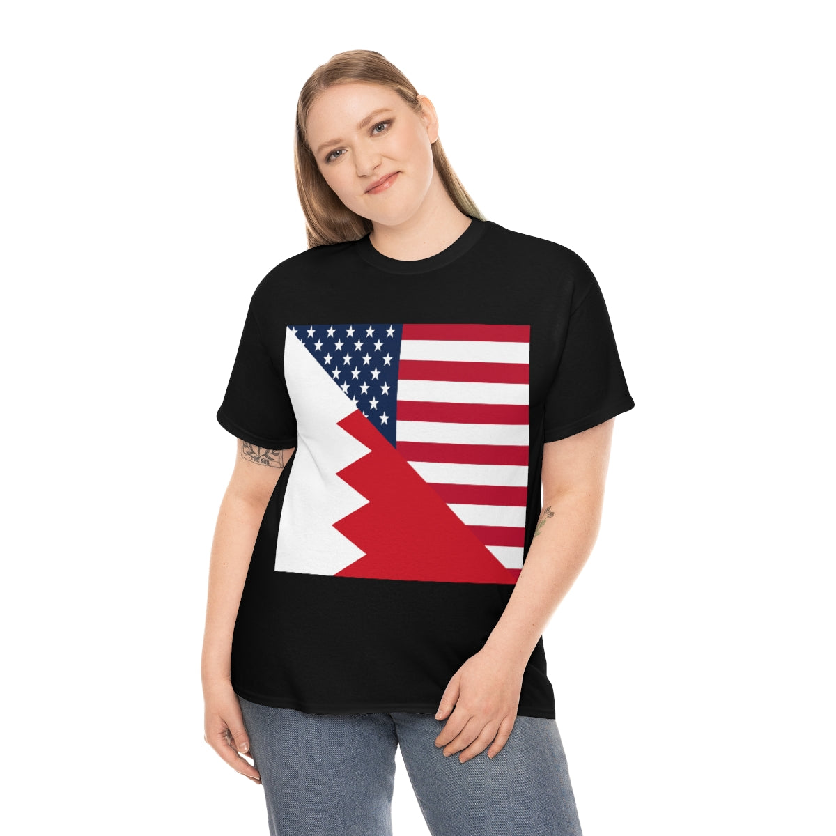 Bahrain American Flag Half Bahraini USA T-Shirt | Unisex Tee Shirt