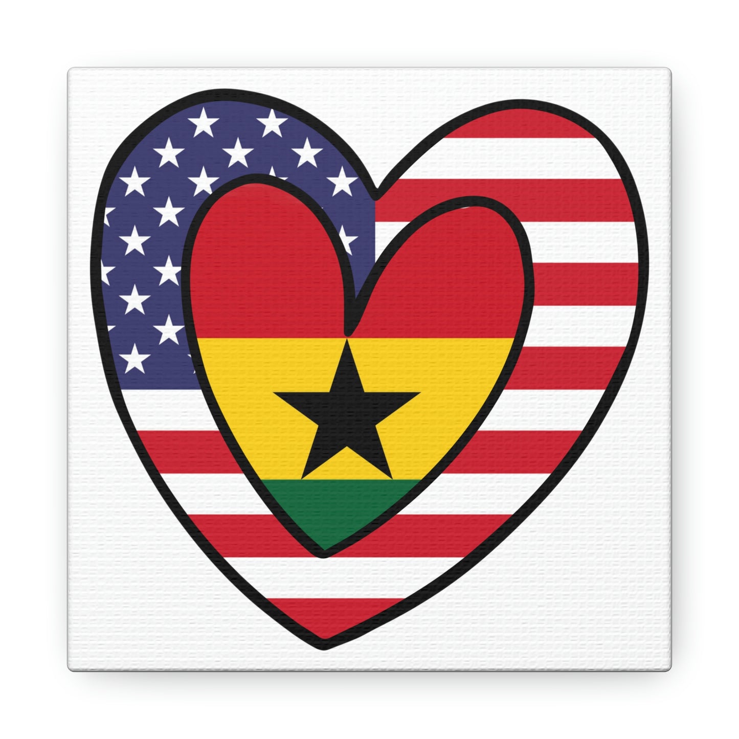 American Ghanaian Flag Inner Heart USA Ghana  Canvas Gallery Wraps | Wall Art