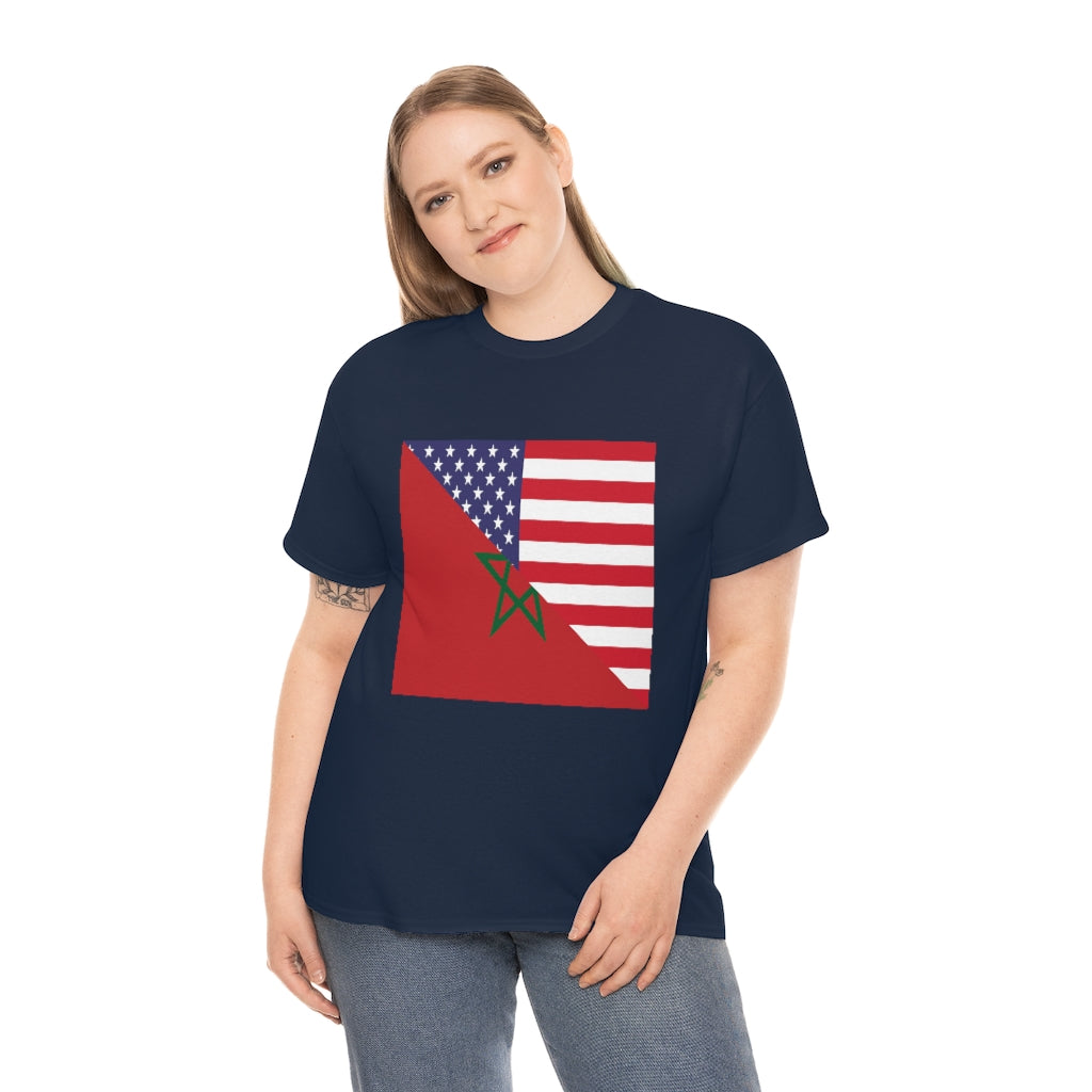 Moroccan American Flag Tee Shirt | Morocco USA Tshirt