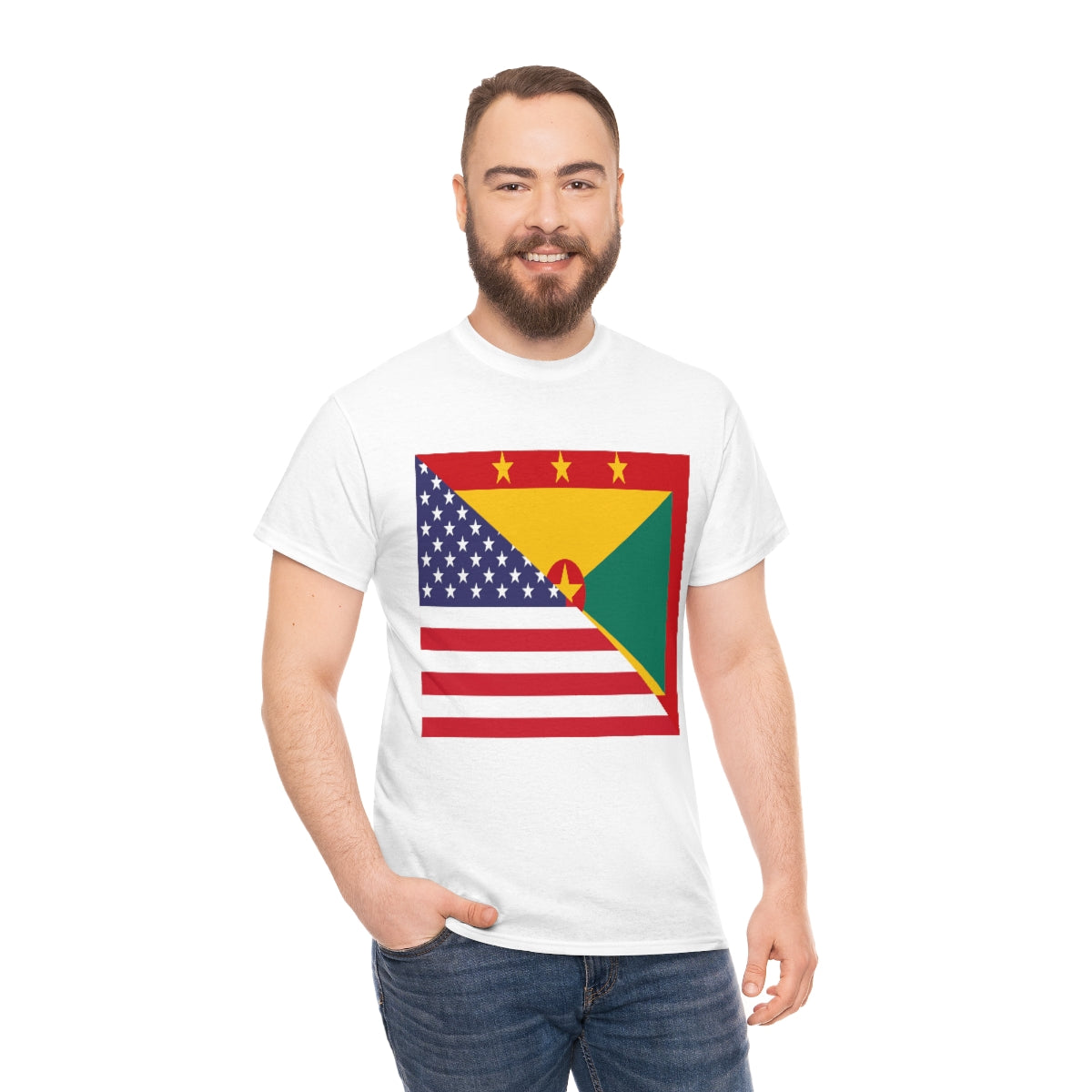 Grenadan American Flag Half Grenada USA T-Shirt | Unisex Tee Shirt