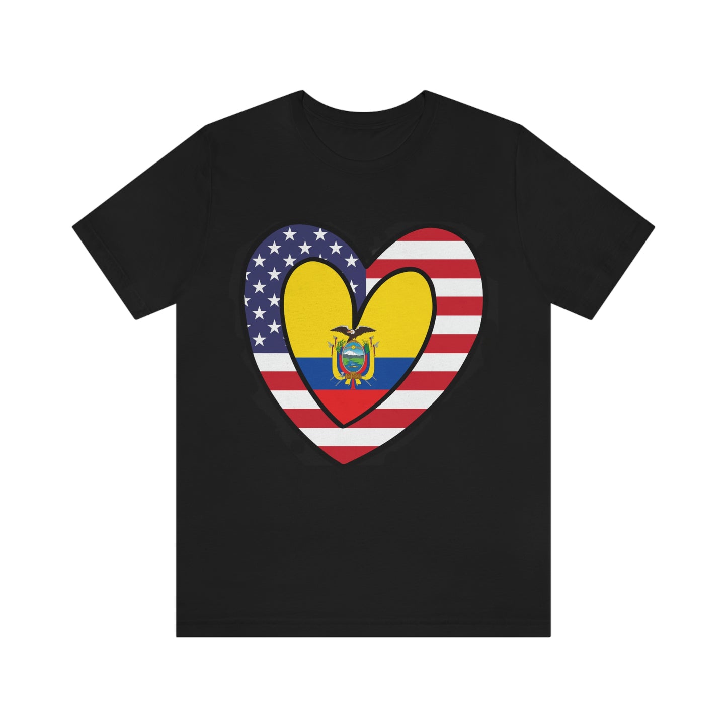 Ecuadorian American Heart Valentines Day Gift Tee Shirt | Half Ecuador USA Flag T-Shirt