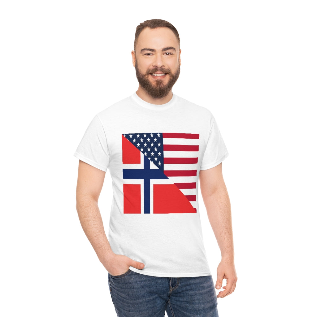 Norwegian American Flag Tee Shirt | Unisex Norway USA Tshirt