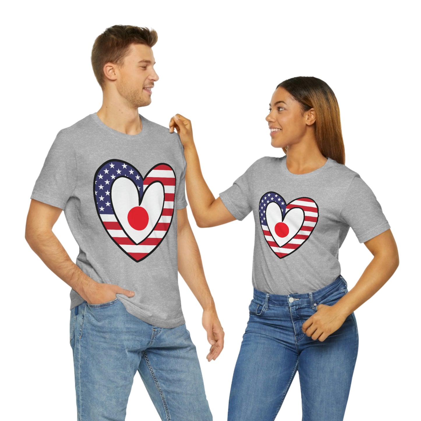 Japanese American Heart Valentines Day Gift Tee Shirt | Half Japan USA Flag T-Shirt