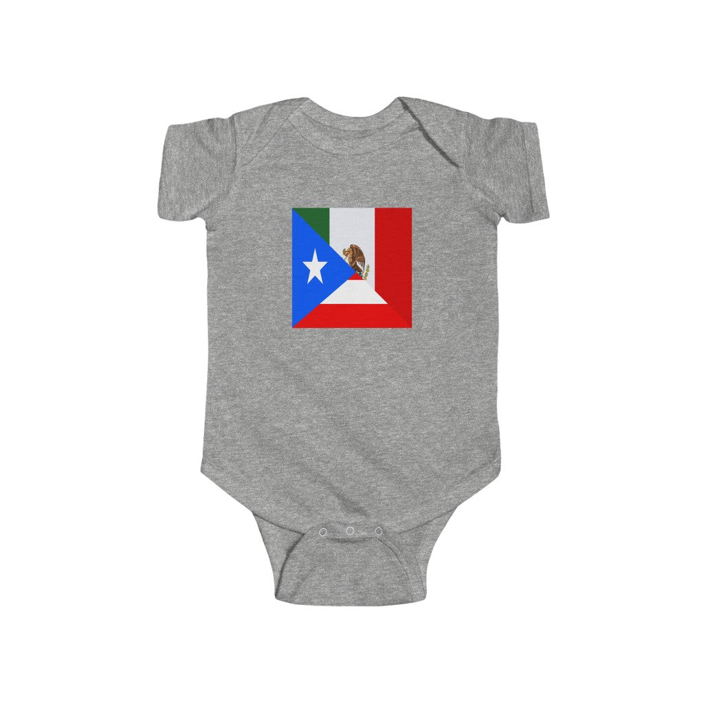 Puerto Rico Mexico Flag Baby Bodysuit | Unisex Boricua Mexican USA Newborn Boy Girl