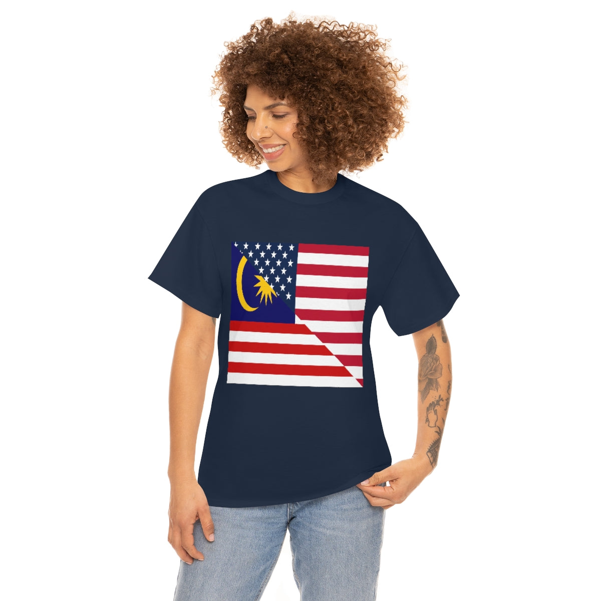 Malaysia American Flag Half Malaysian USA  T-Shirt | Unisex Tee Shirt