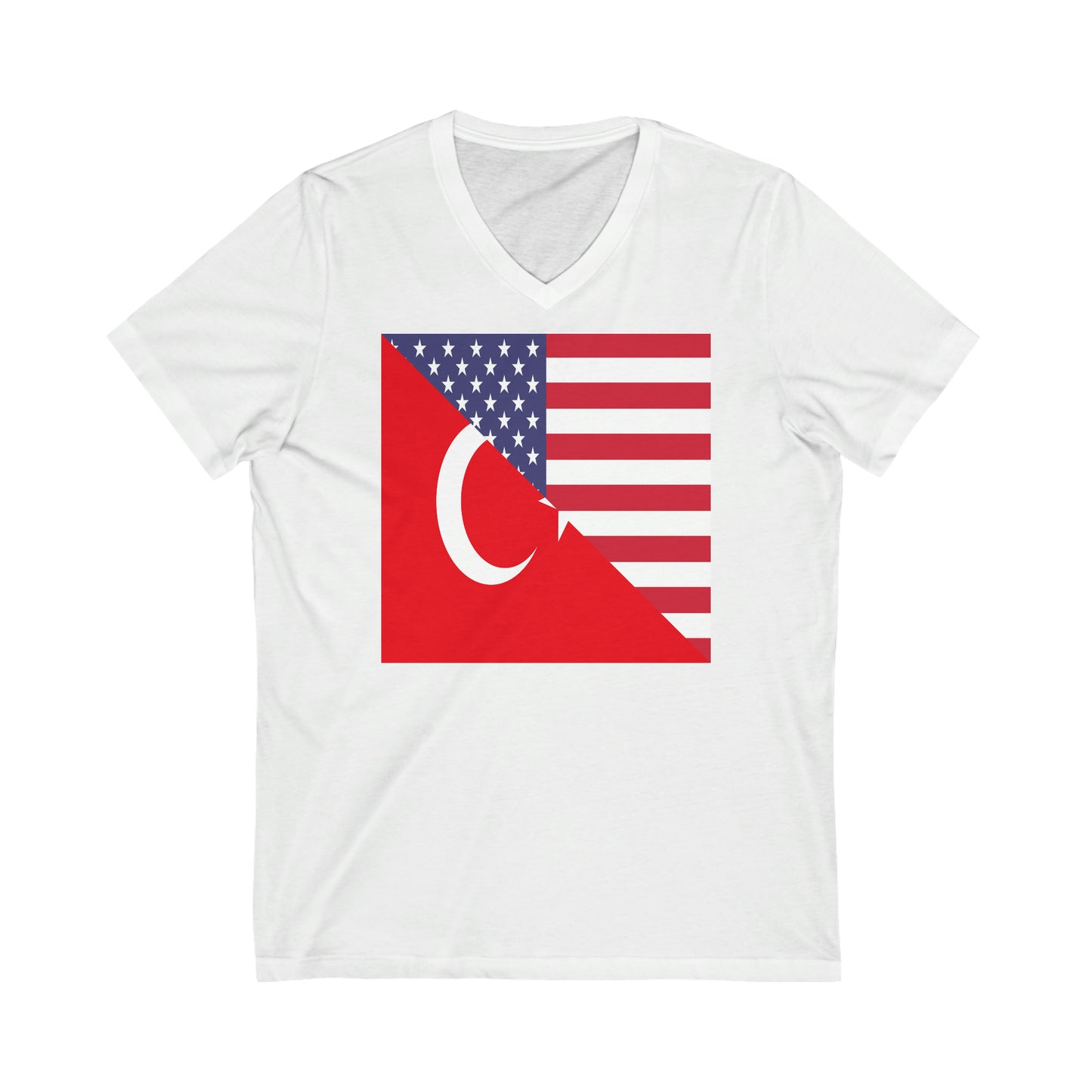 Turkey American Flag Half Turkish USA V-Neck T-Shirt | Unisex Vee Shirt