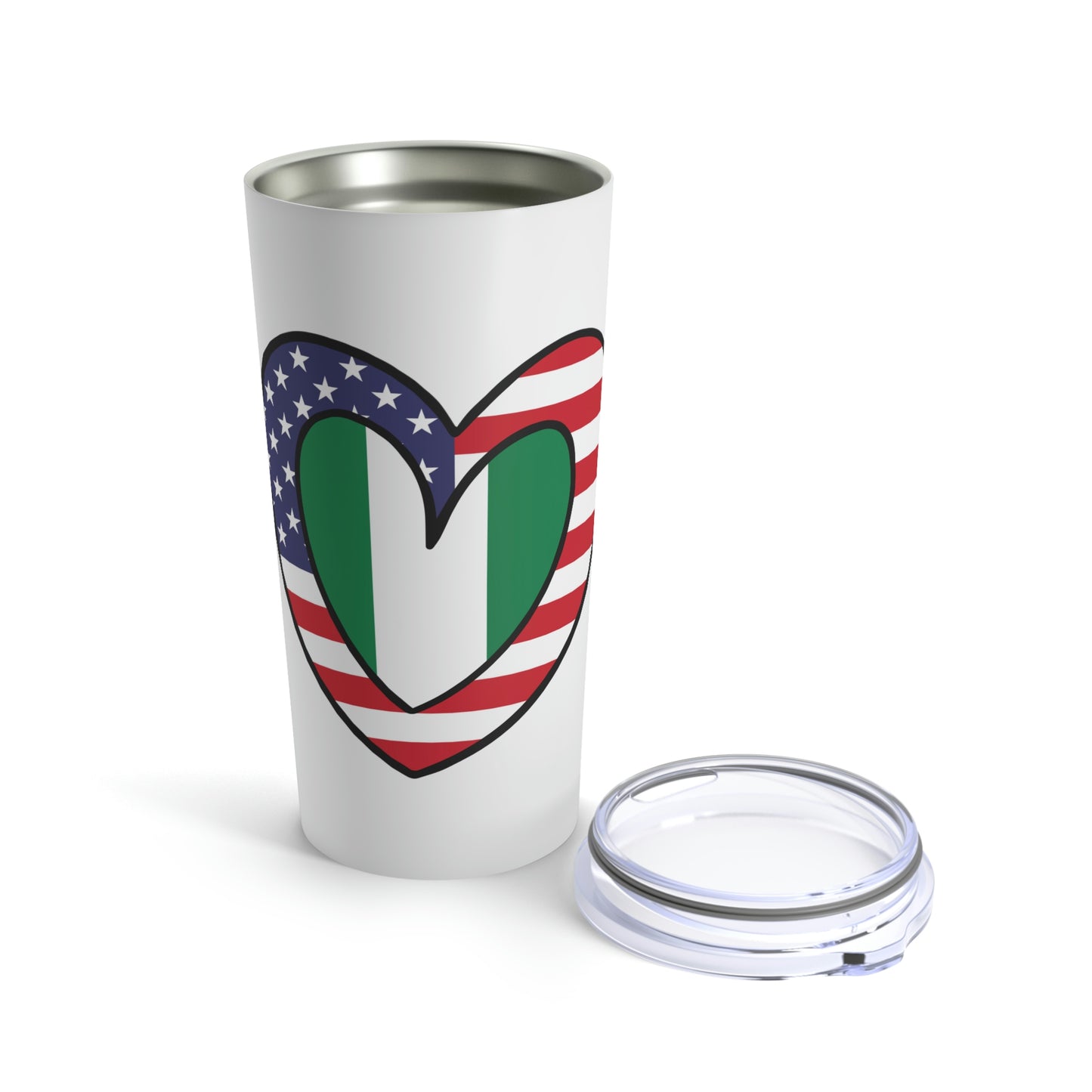 American Nigerian Flag Heart Valentines Day Gift USA Naija Nigeria Tumbler 20oz