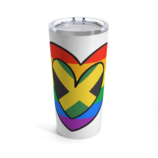 Jamaican Rainbow Flag Heart Valentines Day Gift Jamaica Pride Month Tumbler 20oz