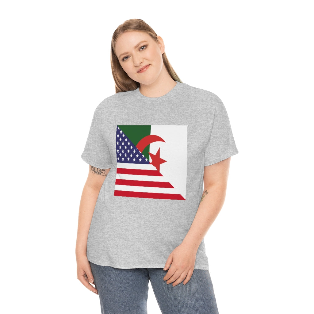 Algerian American Flag Tee Shirt | Algeria USA Tshirt