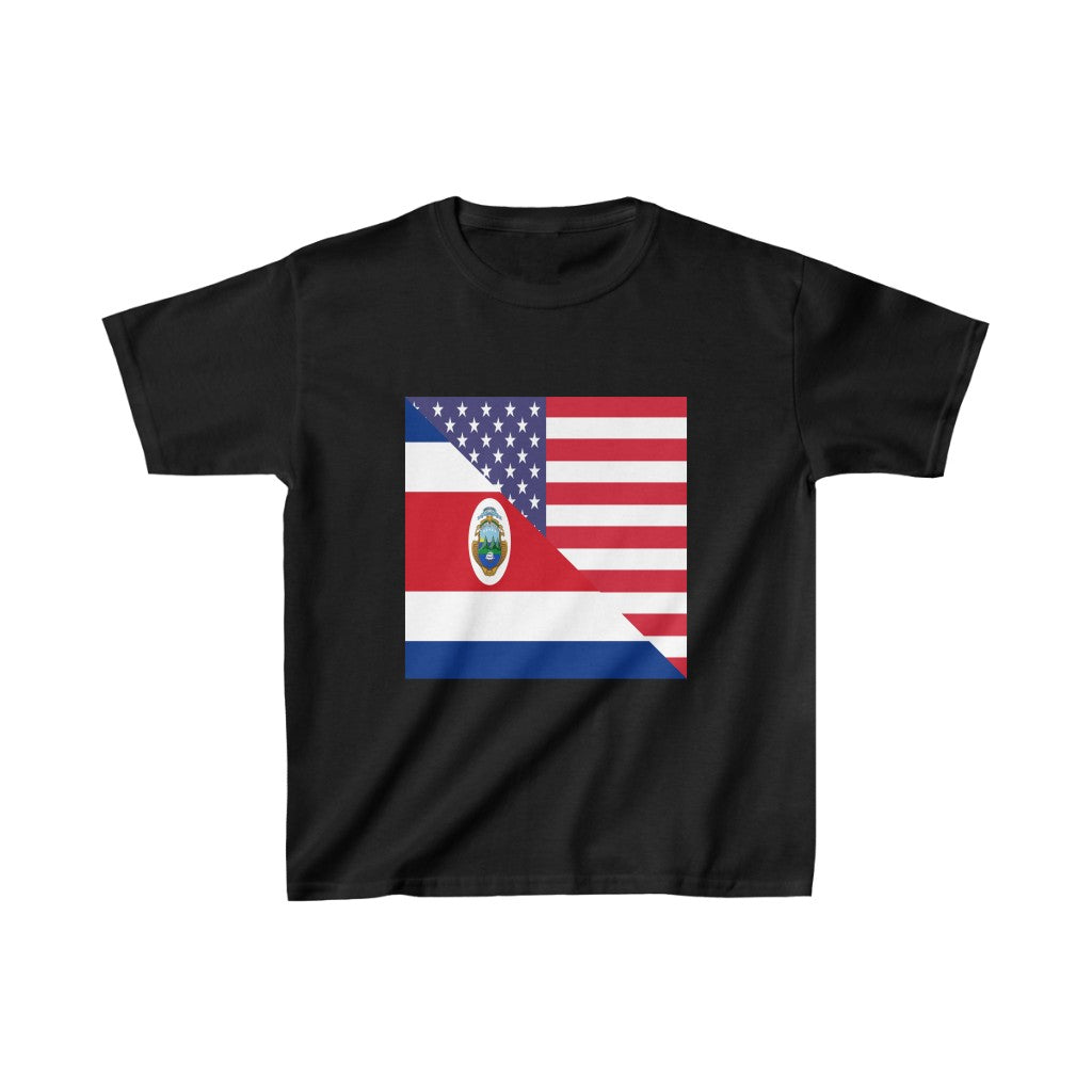 Kids Costa Rican American Flag USA T-Shirt | Unisex Tee Shirt