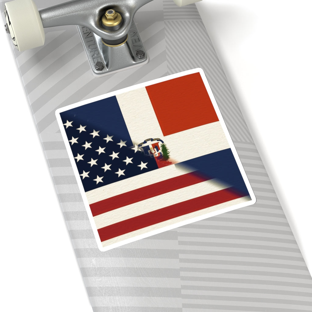 Half Dominican Republic American Flag Sticker