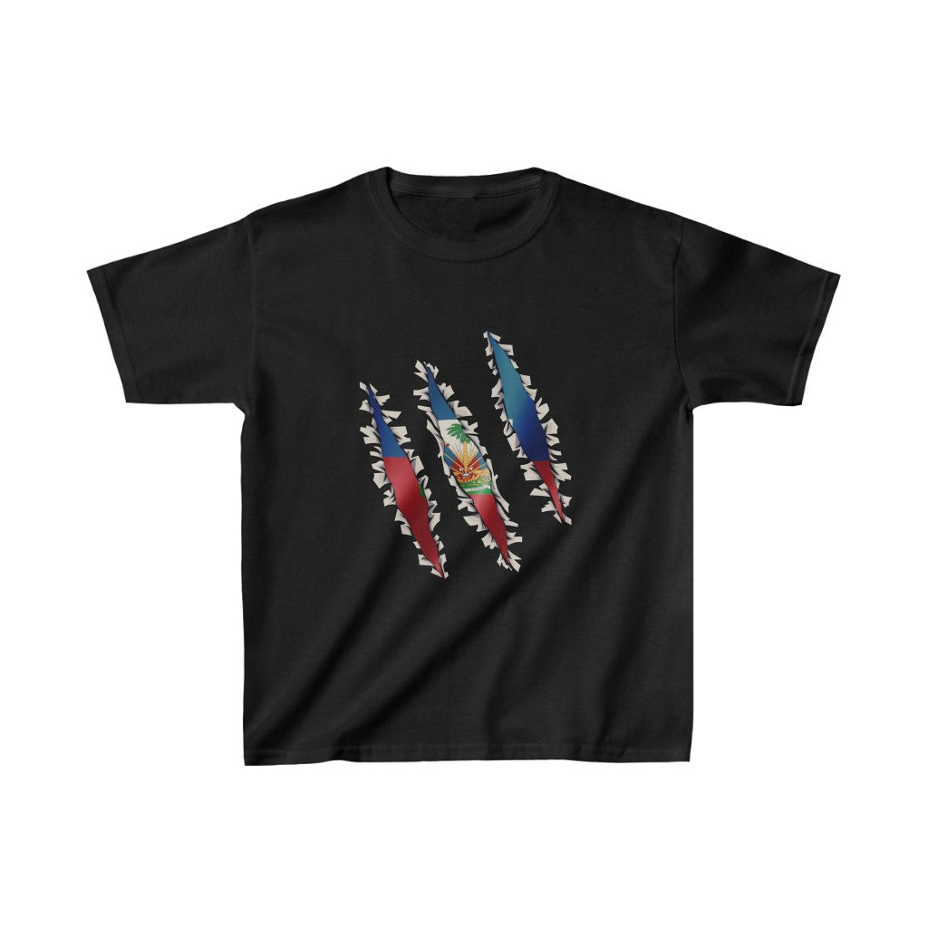 Kids Haitian Flag Slash | Haiti Underneathe T-Shirt | Unisex Tee Shirt