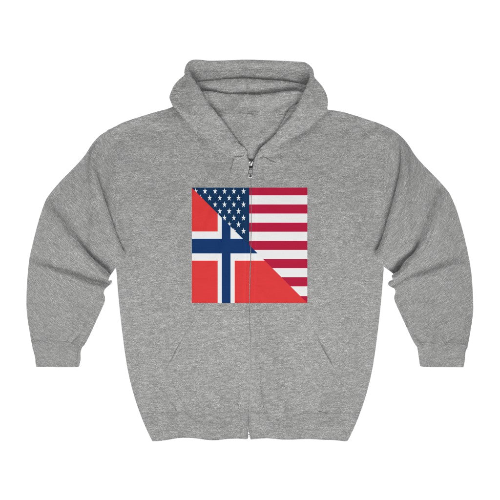 Norwegian American Flag Norway USA Zip Hoodie | Hooded Sweatshirt