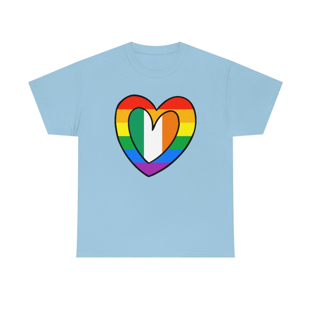 Irish Rainbow Flag Heart T-Shirt | Unisex Ireland Pride Month Tee