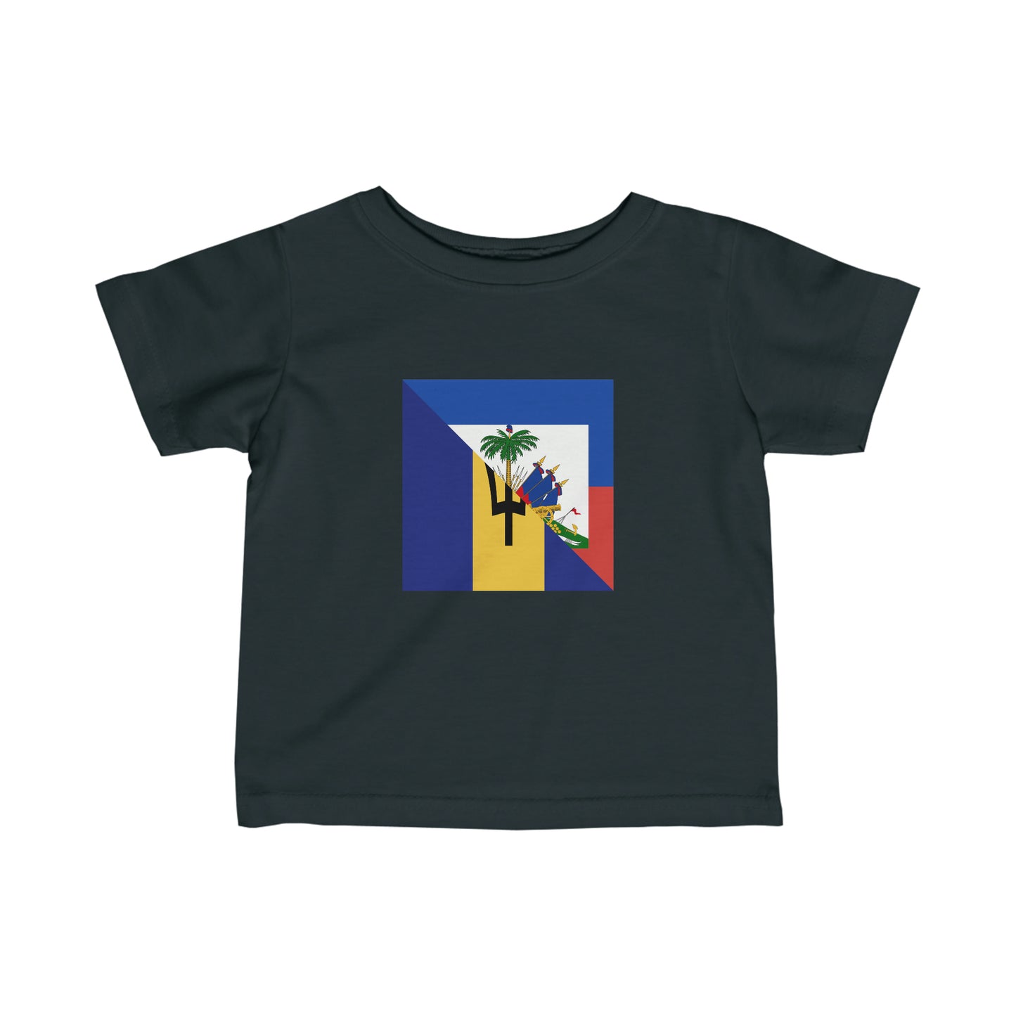 Infant Haitian Bajan Flag Half Haiti Barbados Toddler Tee Shirt